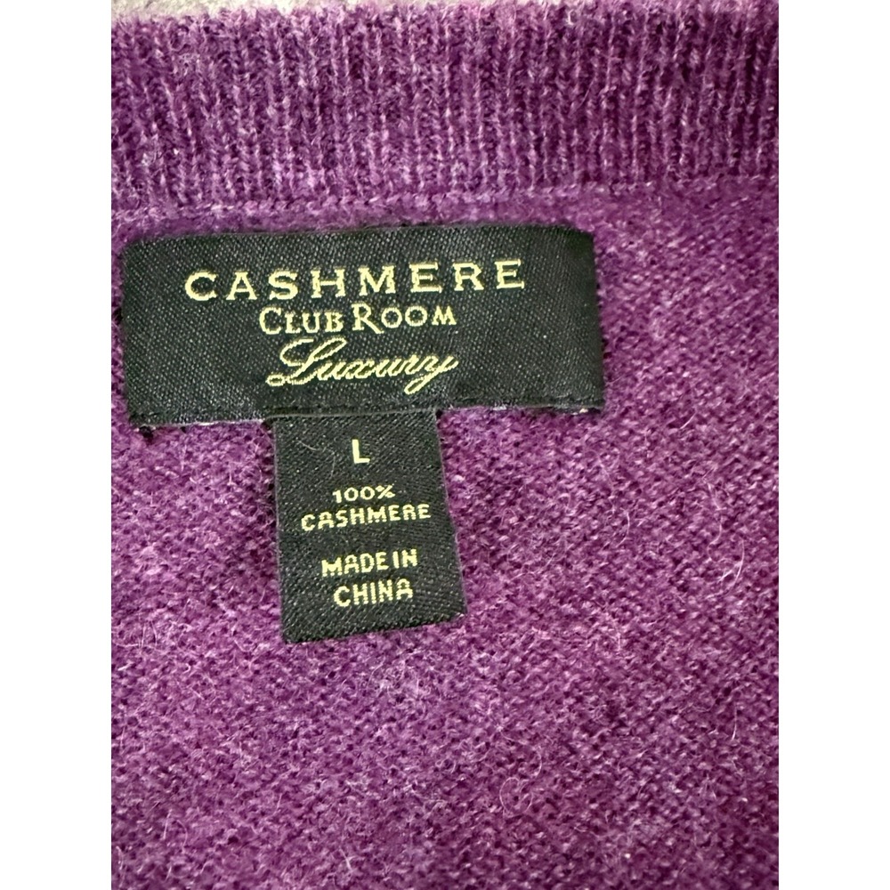 Club Room Luxury 100% Cashmere V-Neck Sweater Amethyst Purple Men's Size M NEW - Picture 7 of 9